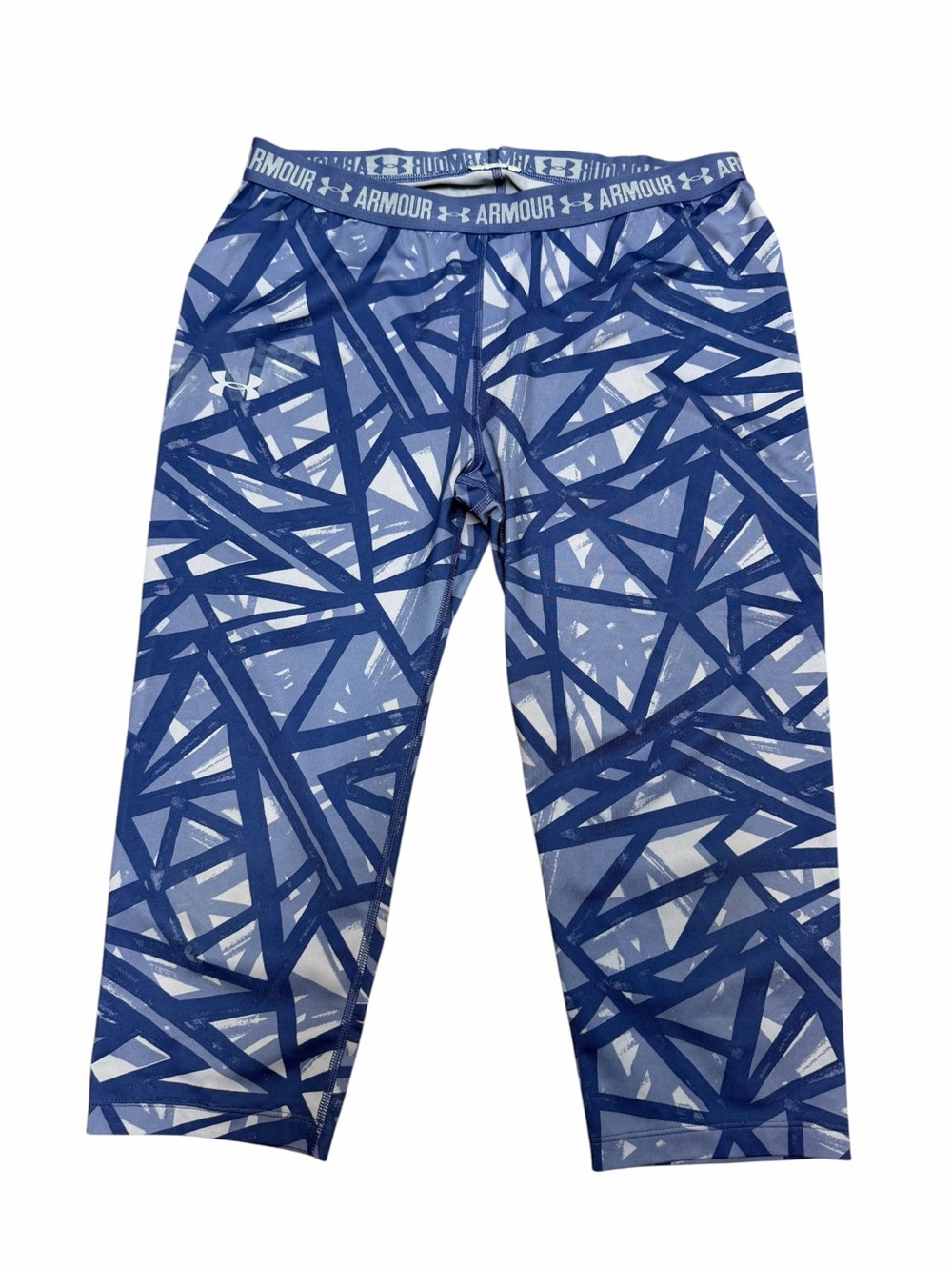 Under Armour Women M Blue Geometric Printed Capri Leggings Performance
